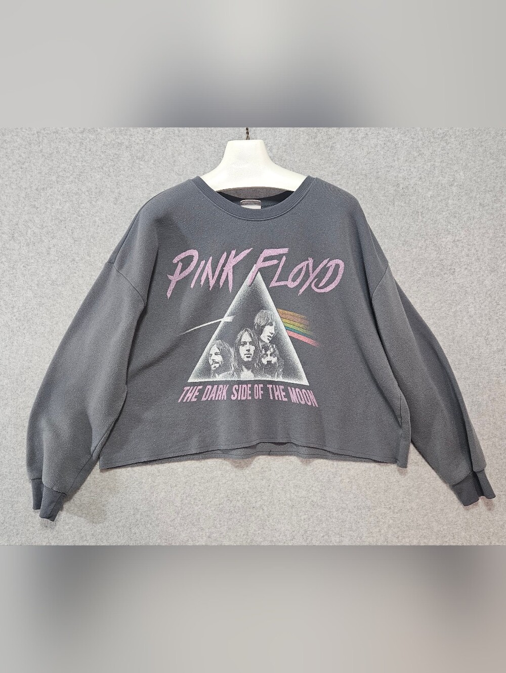 Pink Floyd Gray 'Dark Side of the Moon' Cropped Sweatshirt Ladies SZ XL